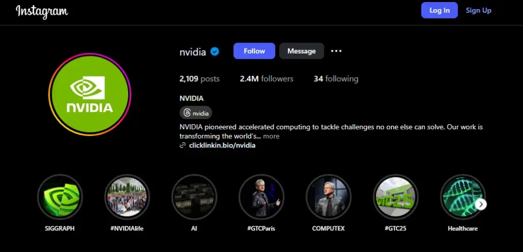 NVIDIA Instagram id