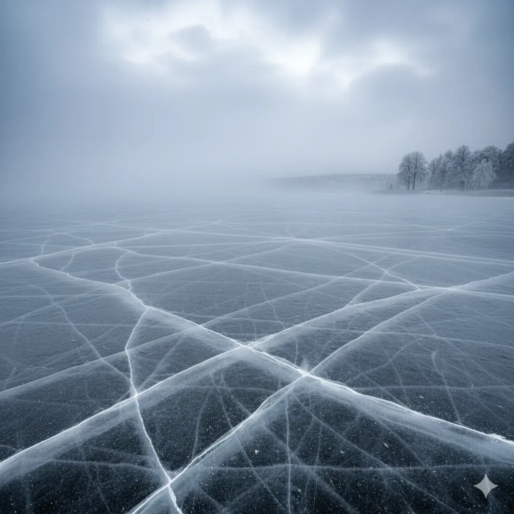 Large European lake completely frozen